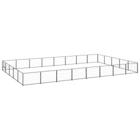 Dog Kennel Black 430.6 ft¬≤ Steel (Color: Black)